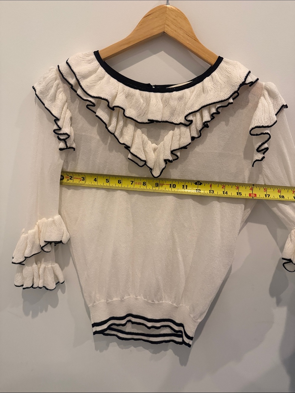 Maje White Knit Top with Black Trim - Picture 5 of 5